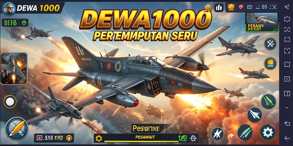 Tampilan antarmuka <strong>DEWA1000</strong> yang memukau saat pertempuran udara.