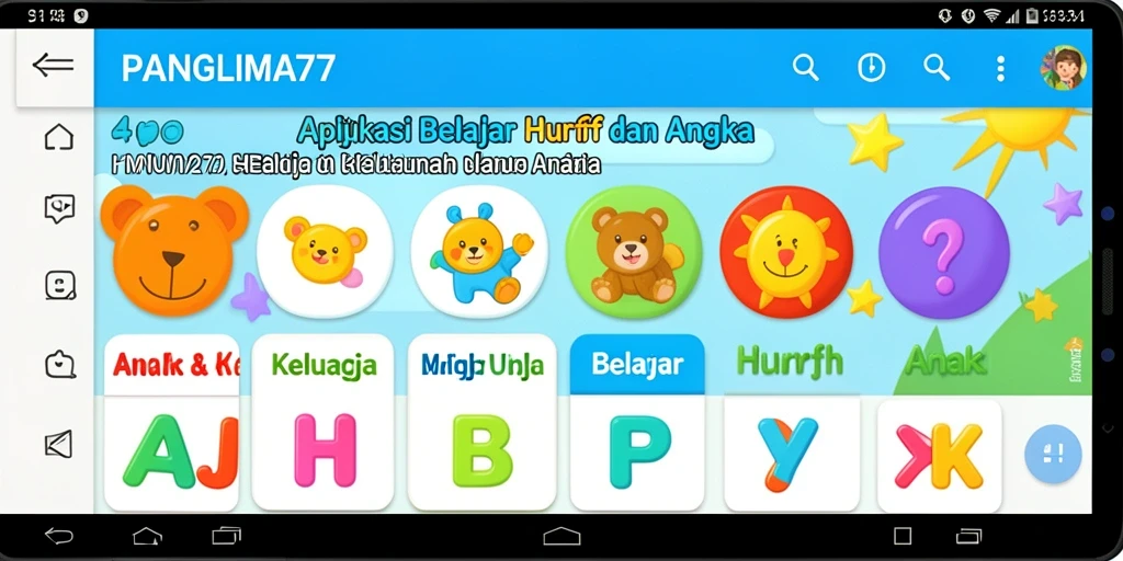 Antarmuka aplikasi PANGLIMA77 yang menarik dan edukatif.