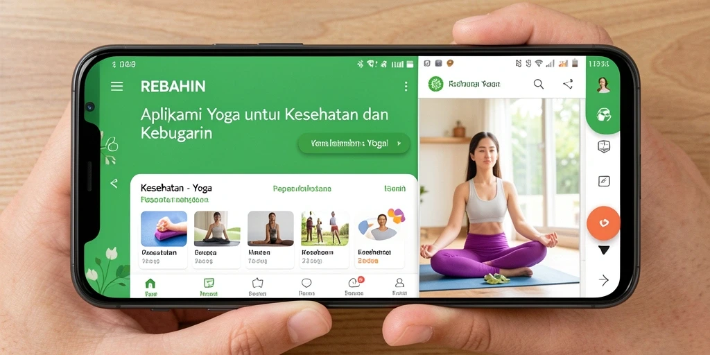 Antarmuka pengguna <strong>REBAHIN</strong> yang intuitif dan mudah diakses untuk latihan yoga.